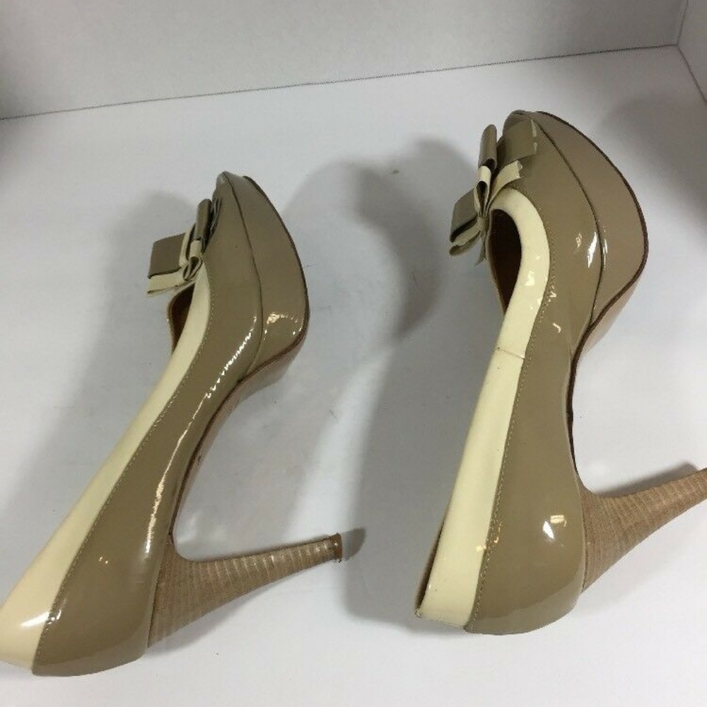 Melin Made in Italy Brown Creme Peep Toe  Leather - Picture 4 of 8